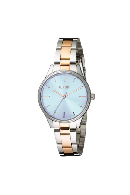 Loisir ρολόι με μεταλλικό μπρασελέ δίχρωμο και γαλάζιο καντράν 11L03-00416