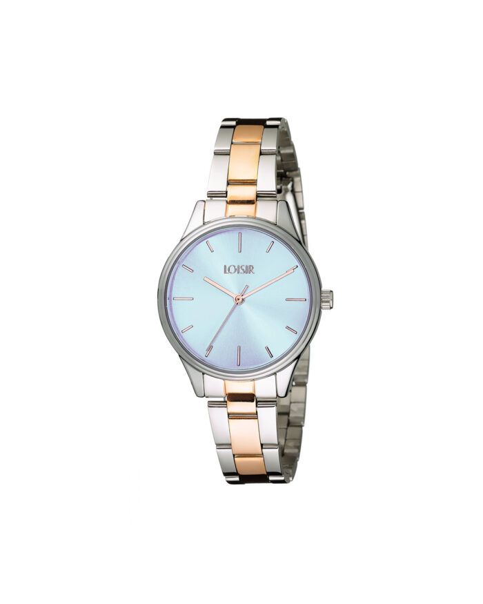 Loisir ρολόι με μεταλλικό μπρασελέ δίχρωμο και γαλάζιο καντράν 11L03-00416