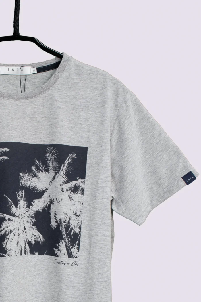T-shirt με Τύπωμα Palm Trees - Γκρι - Image 3