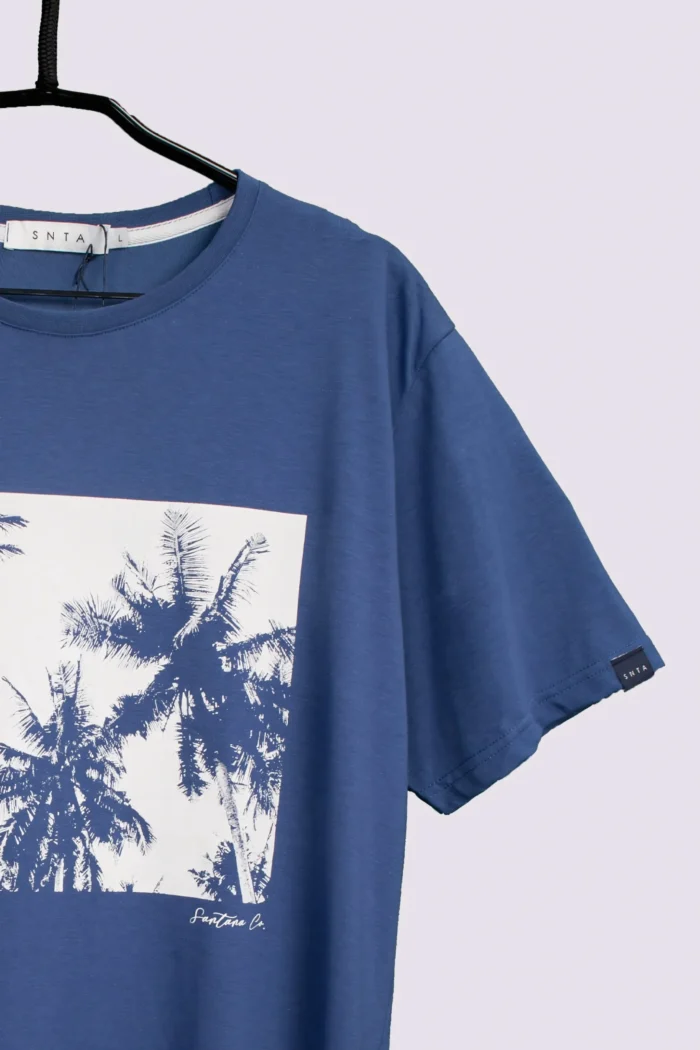 T-shirt με Τύπωμα Palm Trees - Μπλε - Image 3