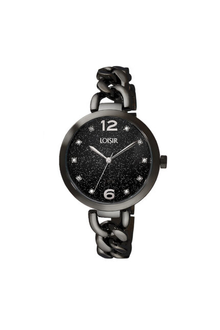 Loisir ρολόι με μεταλλικό μπρασελέ μαύρο και μαύρο καντράν 11L03-00419