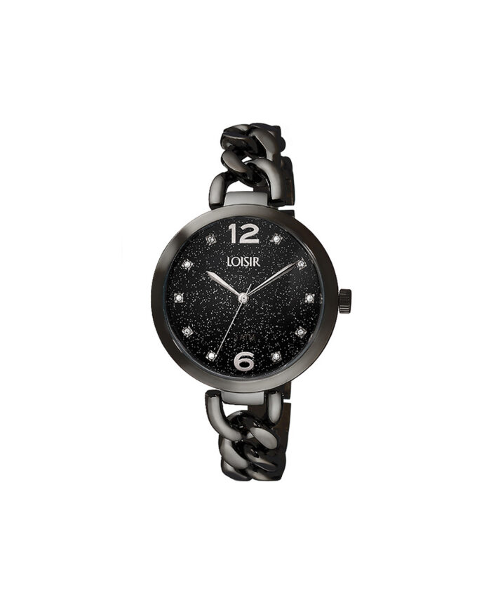 Loisir ρολόι με μεταλλικό μπρασελέ μαύρο και μαύρο καντράν 11L03-00419