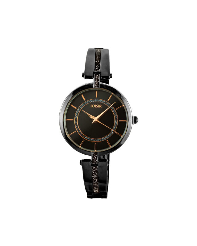 Loisir ρολόι με μαύρο μεταλλικό μπρασελέ και μαύρο καντράν 11L03-00454