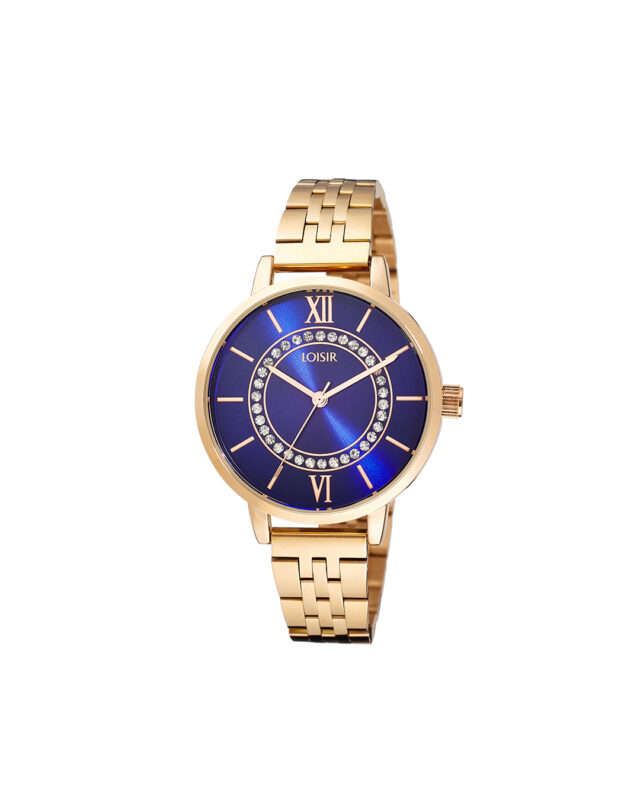 Loisir ρολόι με ροζ χρυσό μεταλλικό μπρασελέ και μπλε καντράν 11L05-00599