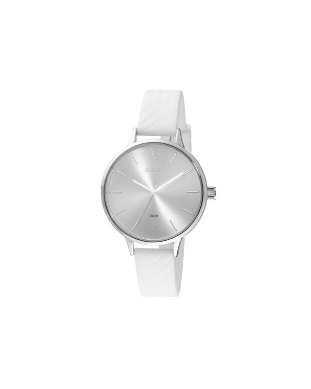 Loisir ρολόι με λευκό λουράκι σιλικόνης και ασημί καντράν 11L07-00284