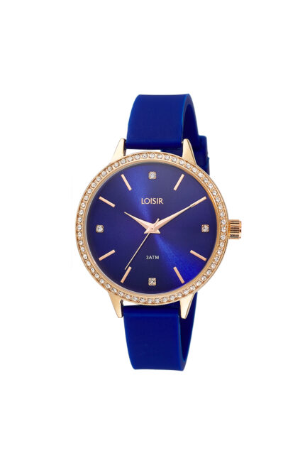 Loisir ρολόι με μπλε λουράκι σιλικόνης και μπλε καντράν 11L75-00315