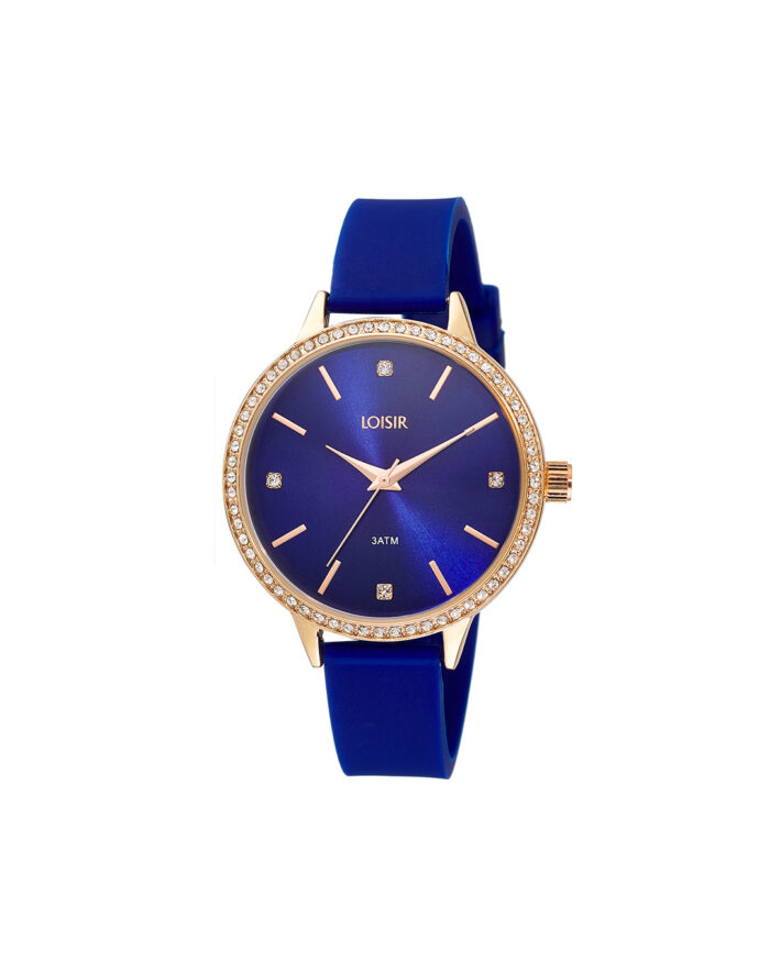 Loisir ρολόι με μπλε λουράκι σιλικόνης και μπλε καντράν 11L75-00315