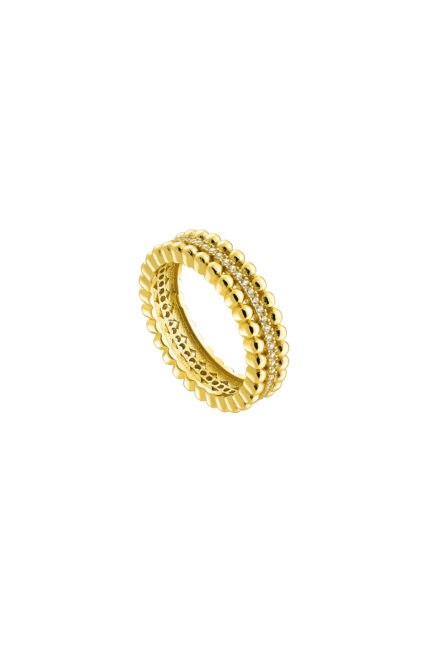 Loisir δαχτυλίδι μεταλλικό επίχρυσο με λευκά ζιργκόν 0.6 cm 04L15-00424