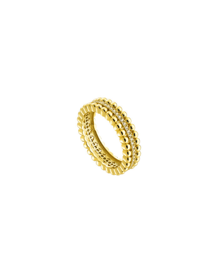 Loisir δαχτυλίδι μεταλλικό επίχρυσο με λευκά ζιργκόν 0.6 cm 04L15-00424