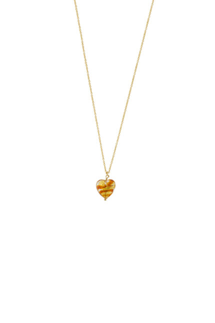 Loisir κολιέ ασημένιο επίχρυσο με χρυσή-πορτοκαλί καρδιά 01L05-01631