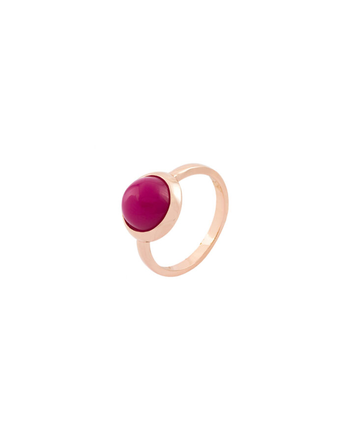 Loisir δαχτυλίδι μεταλλικό με με φούξια κρύσταλλο 04L15-00119