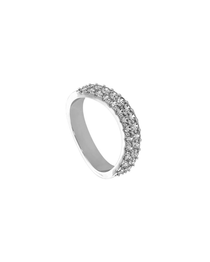 Loisir δαχτυλίδι μεταλλικό ασημί με λευκά ζιργκόν 04L15-00436