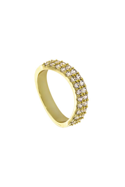 Loisir δαχτυλίδι μεταλλικό επίχρυσο με λευκά ζιργκόν 04L15-00438