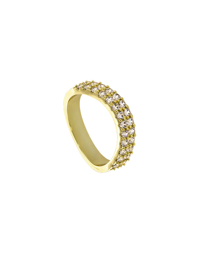 Loisir δαχτυλίδι μεταλλικό επίχρυσο με λευκά ζιργκόν 04L15-00438
