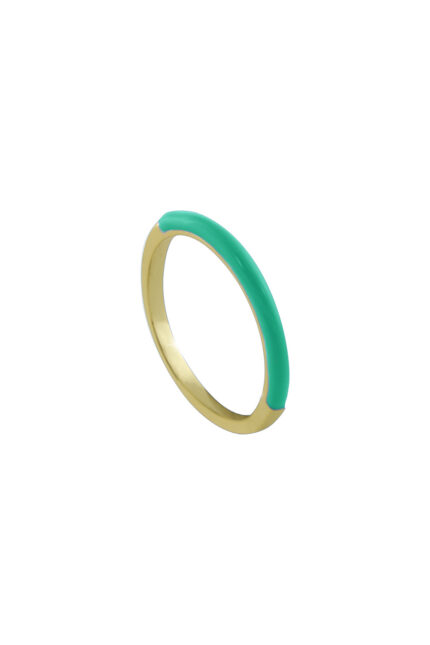 Loisir δαχτυλίδι μεταλλικό επίχρυσο με πράσινο σμάλτο 04L15-00523