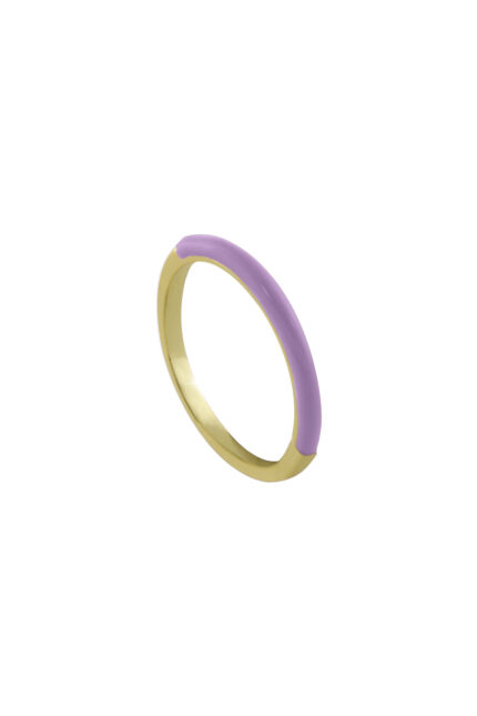 Loisir δαχτυλίδι μεταλλικό επίχρυσο με λιλά σμάλτο 04L15-00526