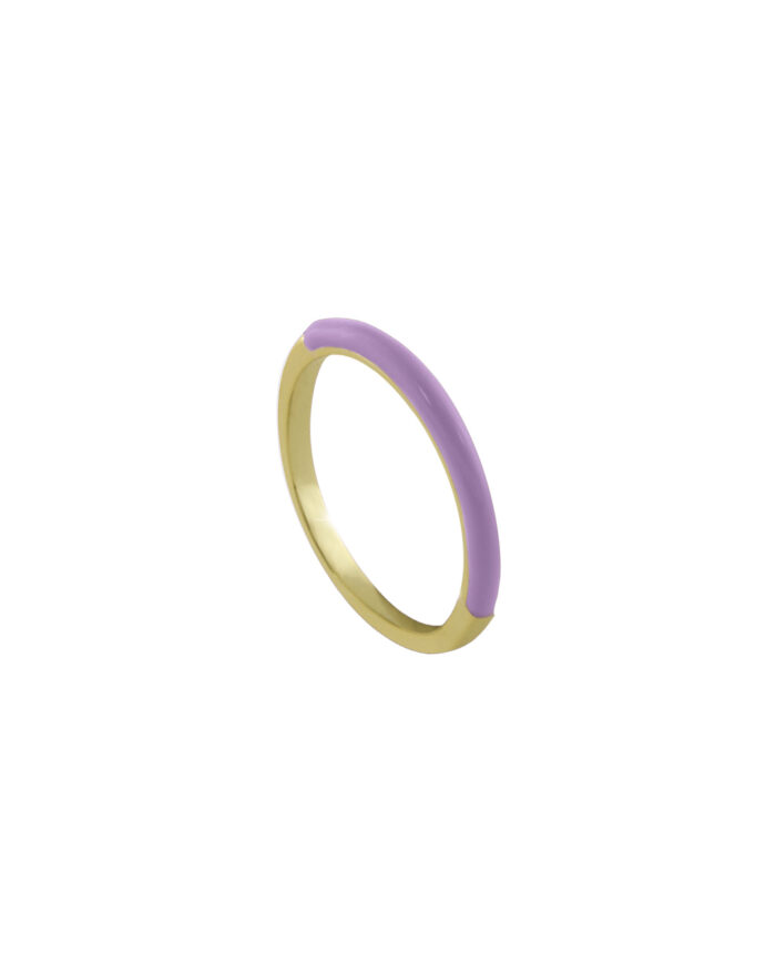 Loisir δαχτυλίδι μεταλλικό επίχρυσο με λιλά σμάλτο 04L15-00526