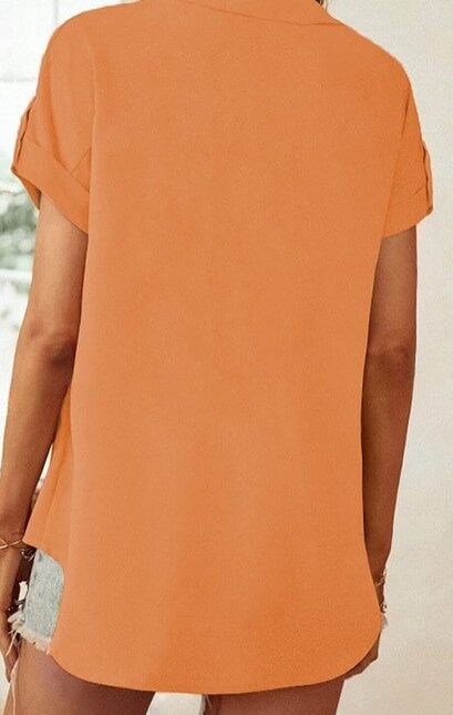 Μπλούζα ασύμμετρη με κουμπάκια πορτοκαλί
