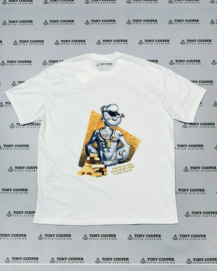 Ανδρική κοντομάνικη μπλούζα popeye Tony Couper λευκό χρώμα