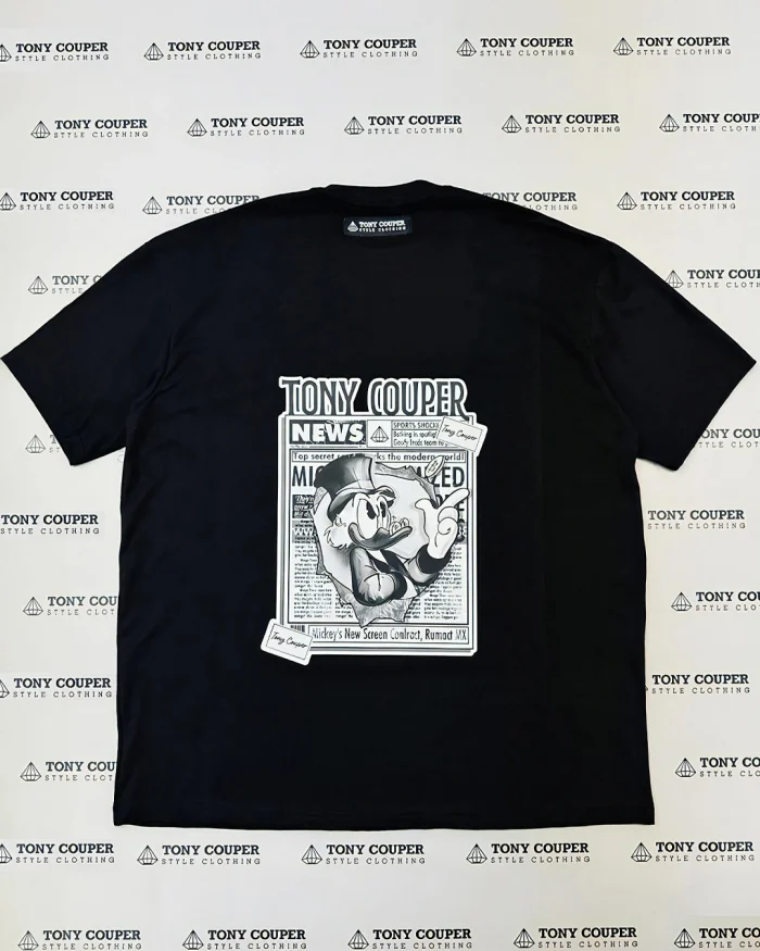 Ανδρική κοντομάνικη μπλούζα skroutz newspaper Tony Couper μαύρο χρώμα