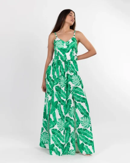 Φόρεμα maxi tropical print