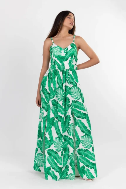 Φόρεμα maxi tropical print
