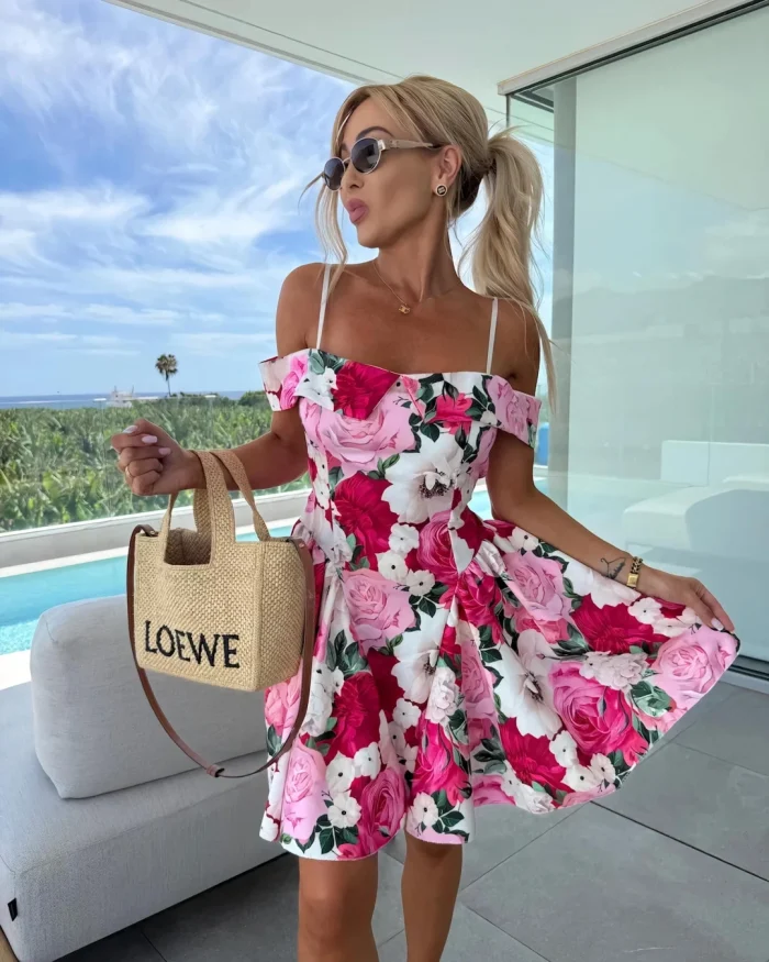 φούξια Φόρεμα μίνι floral