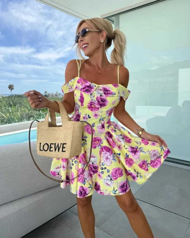 κίτρινο Φόρεμα μίνι floral