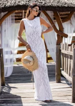 Αέρινο πλεκτό maxi φόρεμα boho chic - Image 2