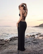 Φόρεμα maxi διάτρητο με δέσιμο στην πλάτη - Image 2