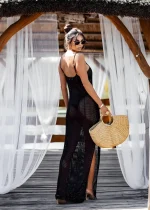 Maxi διάτρητο φόρεμα παραλίας με σκίσιμο στο πλάι - Image 3