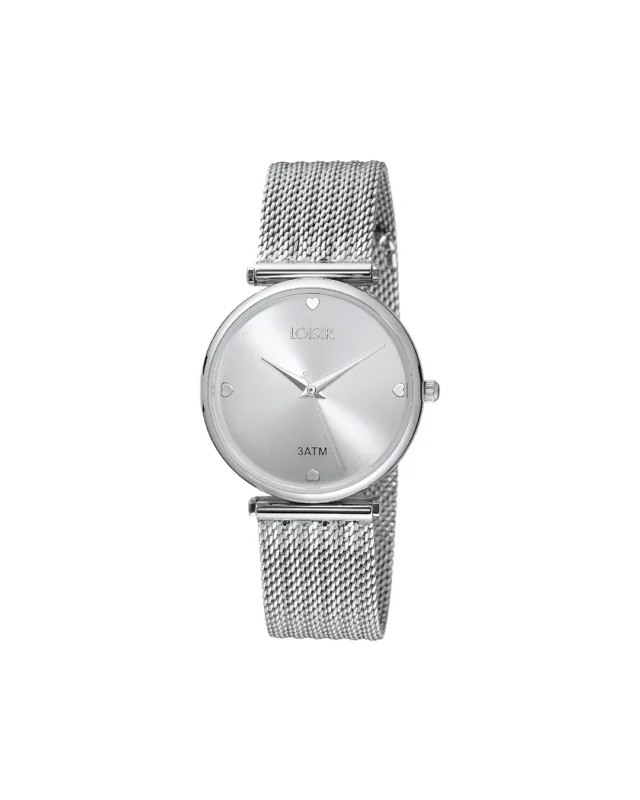 Loisir ρολόι Skipper με ατσάλινο mesh band και ασημί καντράν 11L03-00484