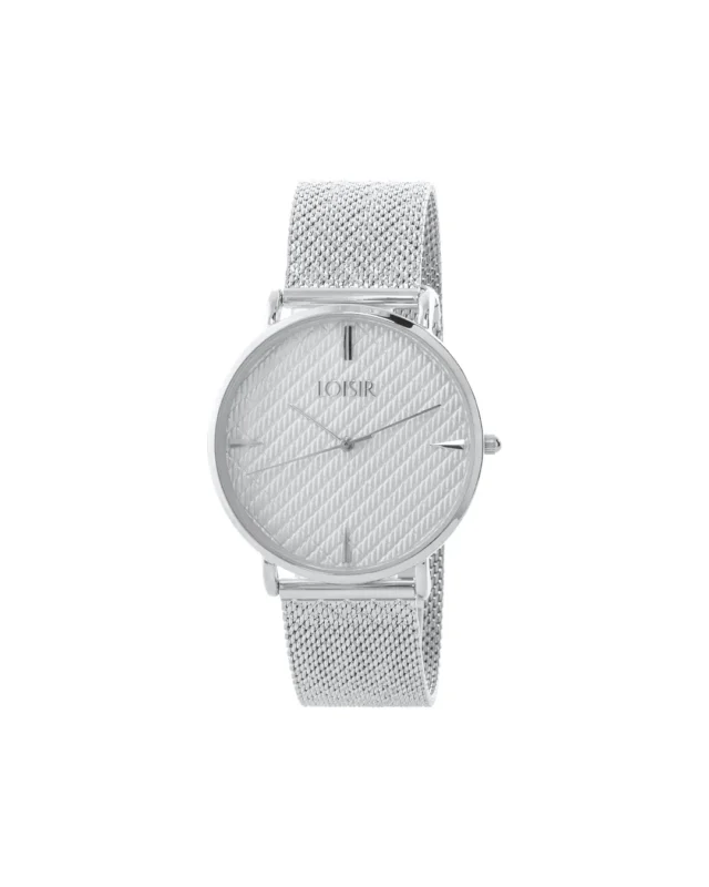 Loisir ρολόι Runway με ατσάλινο mesh band και λευκό textured καντράν 11L03-00523
