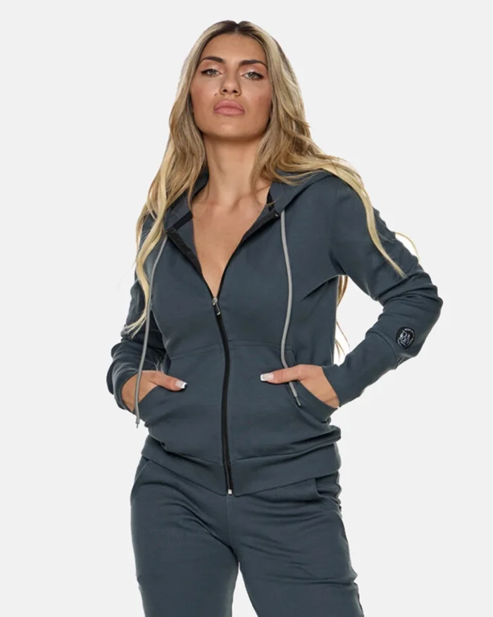 Ζακέτα φούτερ με κουκούλα σε ανθρακί | Bodymove - Image 1