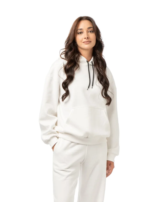 Oversized φούτερ τρίκλωνο με κουκούλα σε εκρού | Bodymove - Image 1