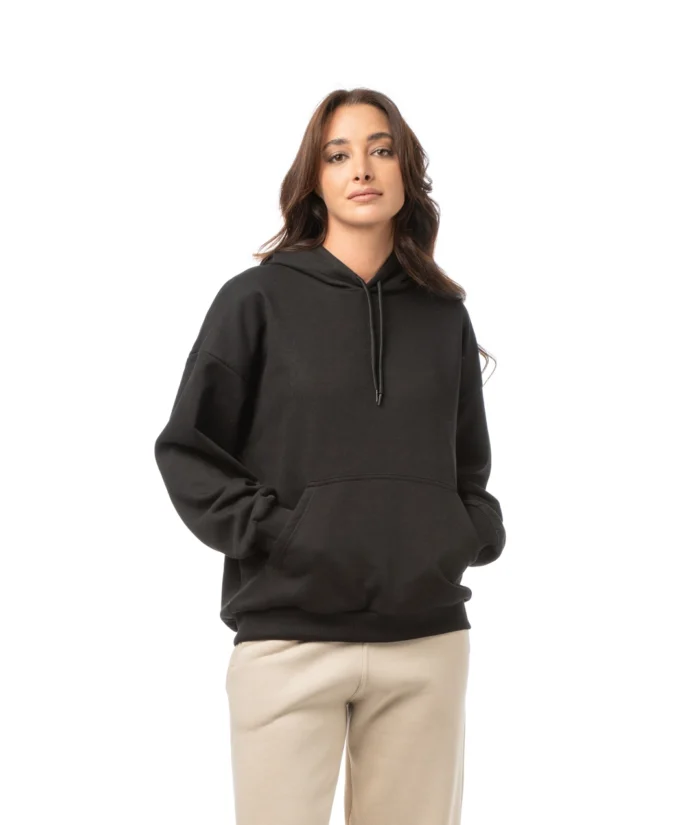 Oversized φούτερ τρίκλωνο με κουκούλα σε μαύρο | Bodymove - Image 1
