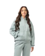 Oversized φούτερ τρίκλωνο με κουκούλα σε μέντα | Bodymove