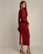 Φόρεμα μίντι με σχέδιο στη μέση - Image 2