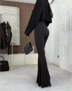 Παντελόνι ψηλόμεσο καμπάνα από ελαστικό ύφασμα - Image 3