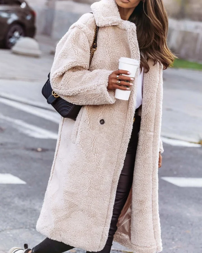 Πανωφόρι teddy oversized με τσέπες - Image 2