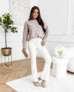 Πλεκτή μπλούζα με ανάγλυφα λουλούδια - Image 3