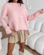 Πλεκτή μπλούζα με άνοιγμα στην πλάτη και φιόγκους - Image 3