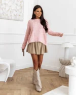 Πλεκτή μπλούζα με άνοιγμα στην πλάτη και φιόγκους - Image 2