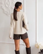 Πλεκτή μπλούζα με πλαϊνό άνοιγμα και άνετη εφαρμογή - Image 2