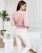 Πλεκτή μπλούζα με πλεξούδες και στρας - Image 2