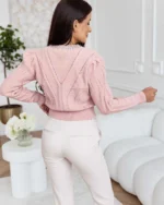 Πλεκτή μπλούζα με πλεξούδες και στρας - Image 4