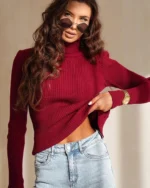 Πλεκτή ριπ μπλούζα με ζιβάγκο