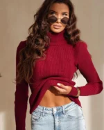 Πλεκτή ριπ μπλούζα με ζιβάγκο - Image 2