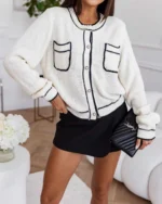 Πλεκτή ζακέτα με πέρλες και τσέπες - Image 3