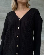 Πλεκτή ζακέτα με πλεξούδες και κουμπιά καρδιά - Image 4